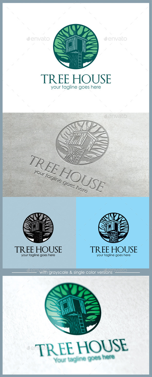 GraphicRiver Tree House Logo 11164945 GraphicRiver Tree House Logo 11164945