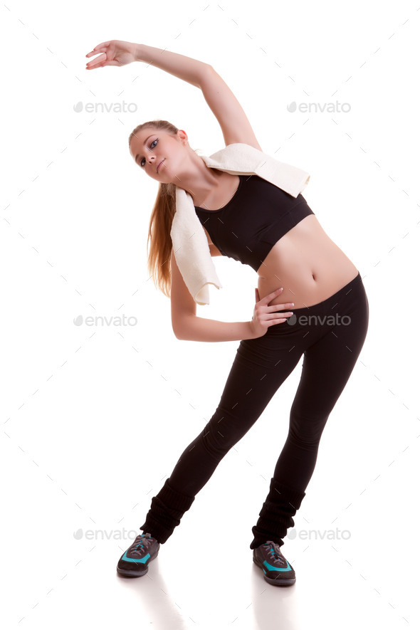 Girl practicing sport full body over white background (Misc) Photo Download