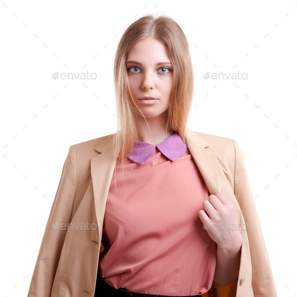 Businessperson in jacket over white background (Misc) Photo Download