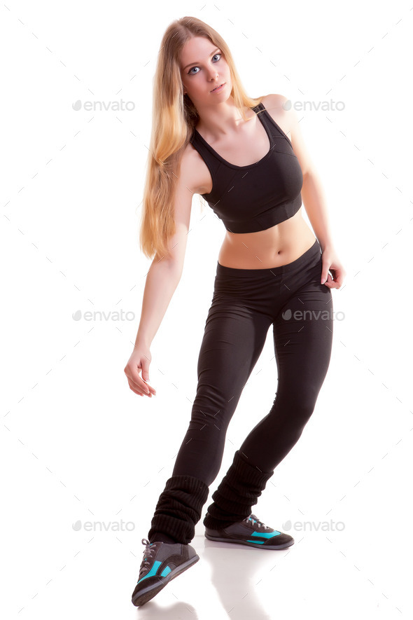 Young woman in good health full body over white background (Misc) Photo Download