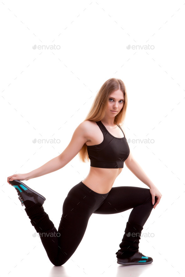 Young woman practicing sport full body isolated over white backg (Misc) Photo Download