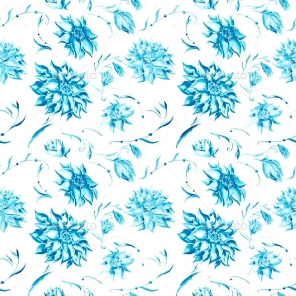GraphicRiver Turquoise Watercolor Floral Pattern 11170282 GraphicRiver Turquoise Watercolor Floral Pattern 11170282