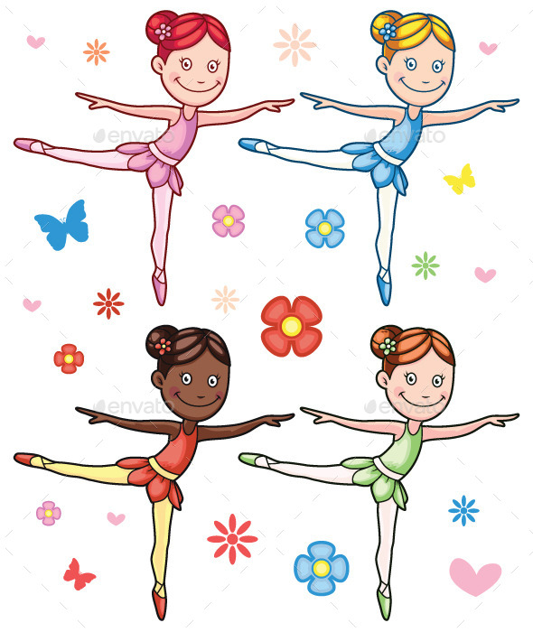 GraphicRiver Cartoon Little Girl Ballerina Set 11170720 GraphicRiver Cartoon Little Girl Ballerina Set 11170720