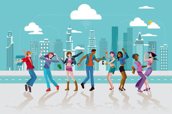 GraphicRiver Young People Dancing In a City 11171522 GraphicRiver Young People Dancing In a City 11171522