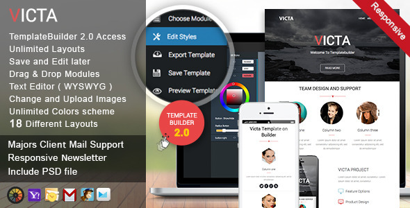 Victa Responsive Email + TemplateBuilder