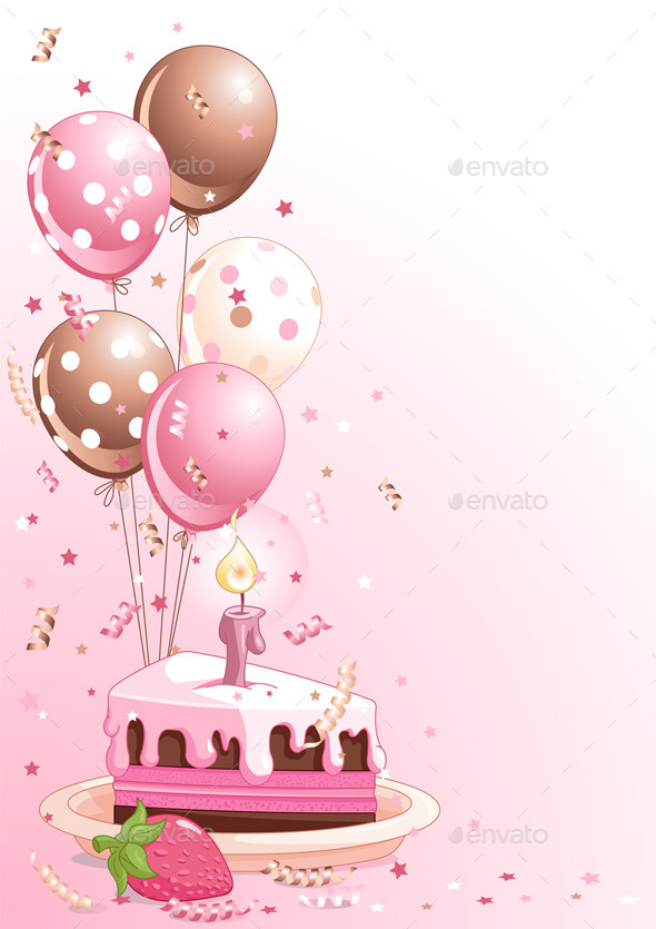 GraphicRiver Slice of Birthday Cake with Balloons 11172265 GraphicRiver Slice of Birthday Cake with Balloons 11172265