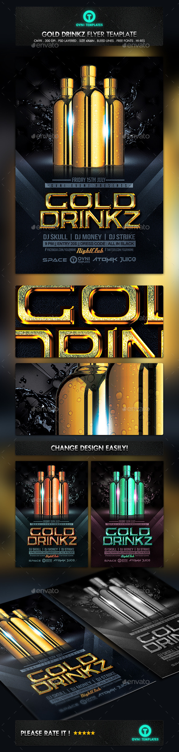 GraphicRiver Gold Drink Flyer Template 11174514 GraphicRiver Gold Drink Flyer Template 11174514