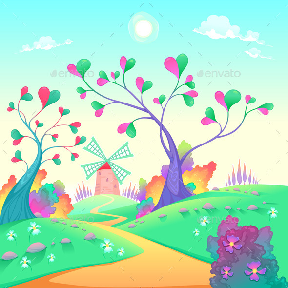 GraphicRiver Landscape with Windmill 11174561 GraphicRiver Landscape with Windmill 11174561