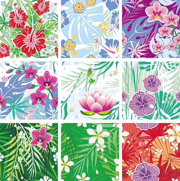 GraphicRiver Set of Seamless Floral Pattern 11177197 GraphicRiver Set of Seamless Floral Pattern 11177197