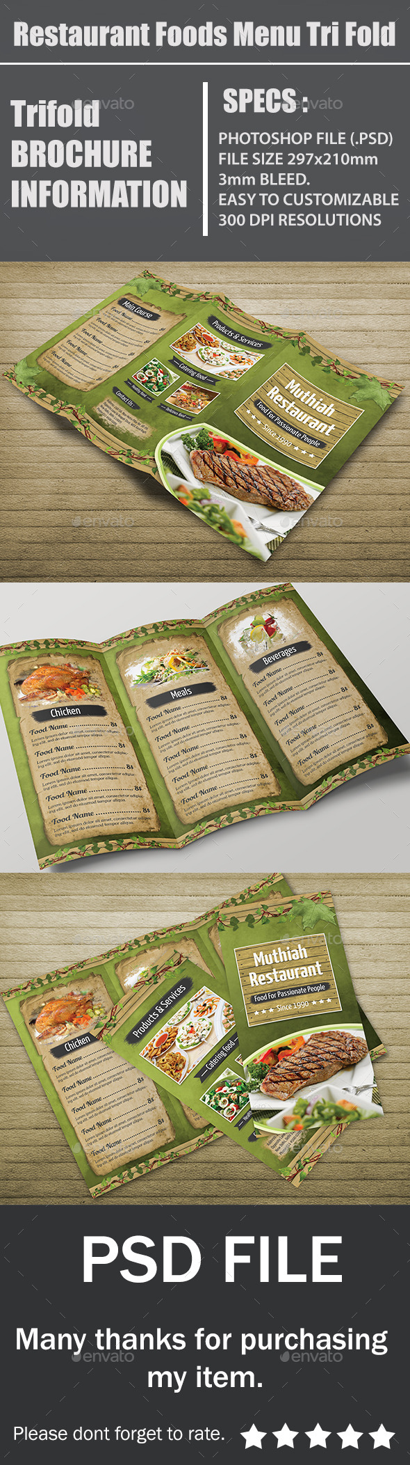 GraphicRiver Restaurant Foods Menu Tri Fold 11180890 GraphicRiver Restaurant Foods Menu Tri Fold 11180890