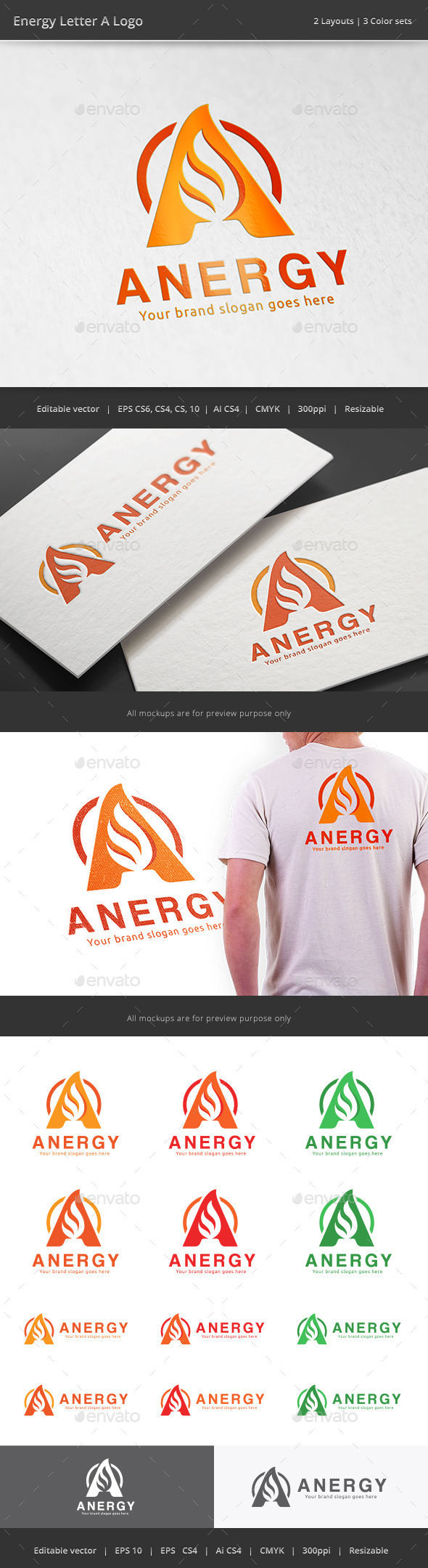 Energy Letter A Fire Logo (Letters)