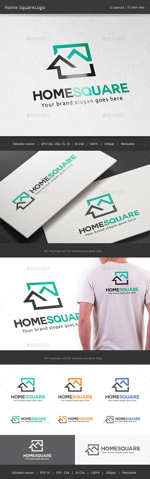 Home Square Real Estate Logo (Buildings)