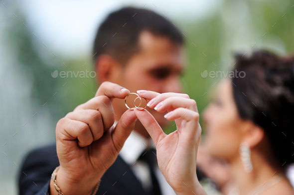 bride and groom holding hands in a ring (Misc) Photo Download