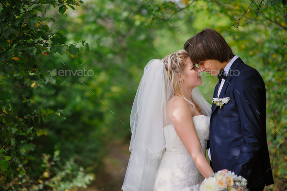 bride and groom for a walk in the park (Misc) Photo Download