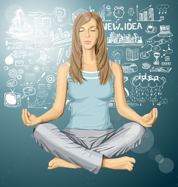 GraphicRiver Woman Meditating in Lotus Pose 11182628 GraphicRiver Woman Meditating in Lotus Pose 11182628