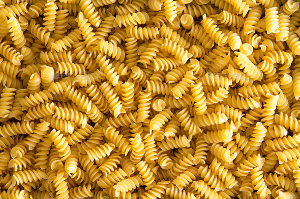 Background texture of Italian rotini pasta