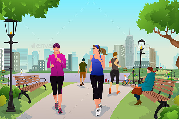 GraphicRiver Women Running in a Park 11190422 GraphicRiver Women Running in a Park 11190422