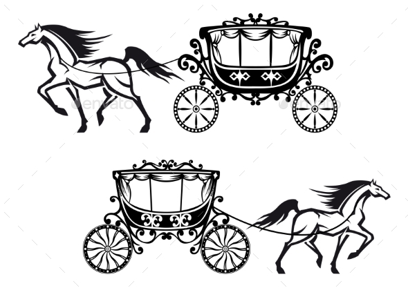 GraphicRiver Antique Decorated Carriages with Horses 11190556 GraphicRiver Antique Decorated Carriages with Horses 11190556
