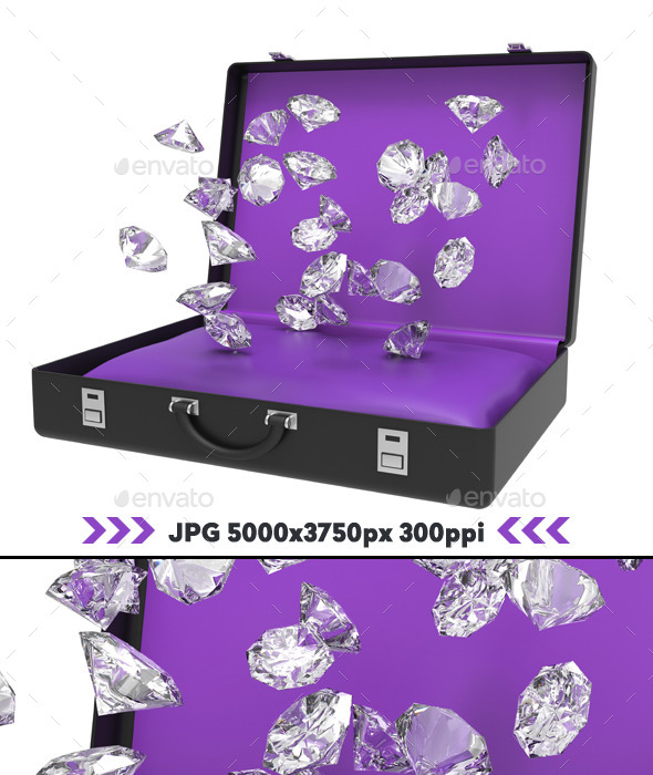 GraphicRiver Diamonds Falling Inside Suitcase 3D 11166747 GraphicRiver Diamonds Falling Inside Suitcase 3D 11166747