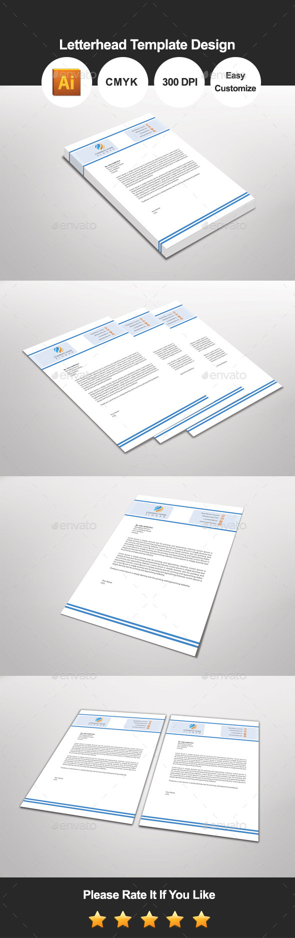 Blueatina Letterhead Template Design (Proposals & Invoices)