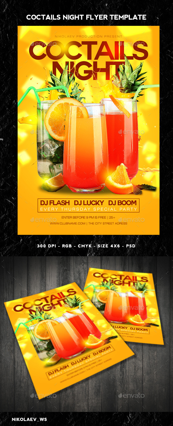 GraphicRiver Coctails Night Flyer 11195542 GraphicRiver Coctails Night Flyer 11195542