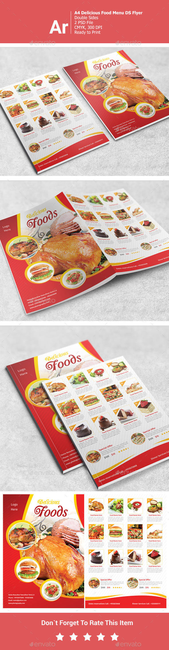 A4 Delicious Food Menu Flyer (Food Menus)