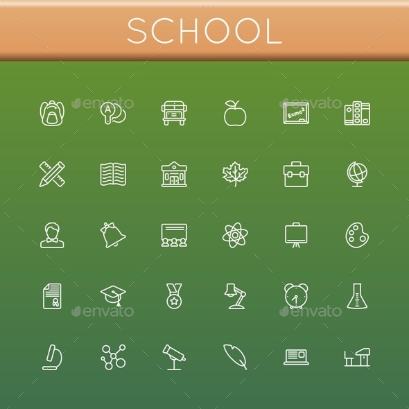 GraphicRiver Vector School Line Icons 11198963 GraphicRiver Vector School Line Icons 11198963