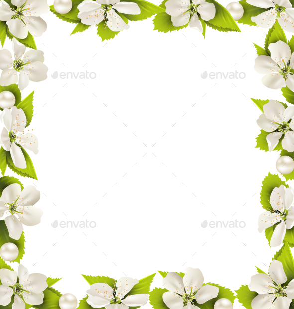 GraphicRiver Cherry Flowers with Pearl Beads Frame 11199936 GraphicRiver Cherry Flowers with Pearl Beads Frame 11199936