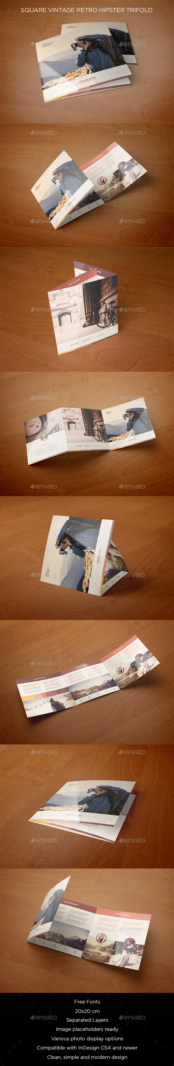 GraphicRiver Square Retro Vintage Hipster Trifold 11203228 GraphicRiver Square Retro Vintage Hipster Trifold 11203228