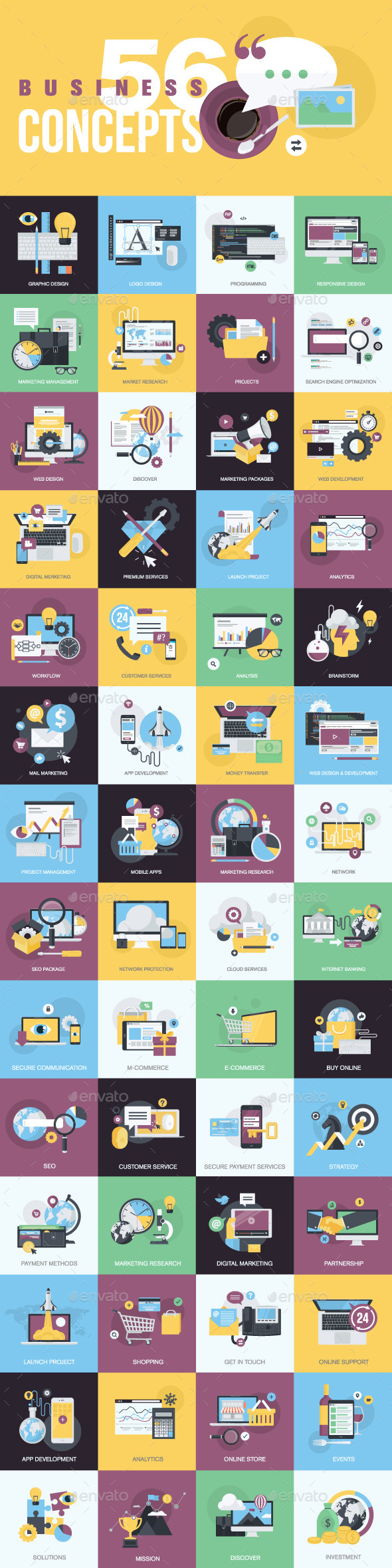 GraphicRiver Set of Flat Design Style Concept Icons 11203644 GraphicRiver Set of Flat Design Style Concept Icons 11203644
