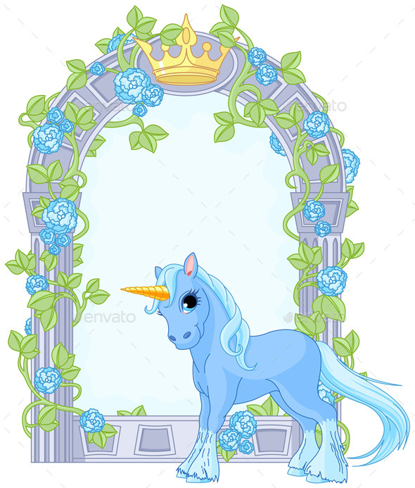 GraphicRiver Unicorn Close to Flower Frame 11204568 GraphicRiver Unicorn Close to Flower Frame 11204568