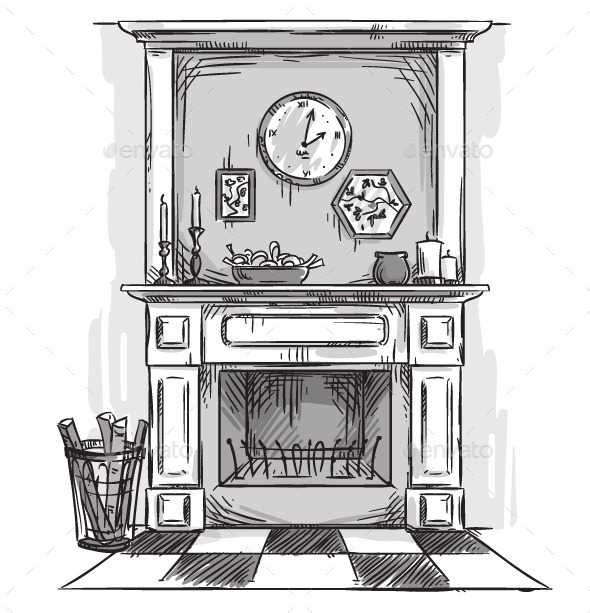 GraphicRiver Hand Drawn Fireplace 11206868 GraphicRiver Hand Drawn Fireplace 11206868