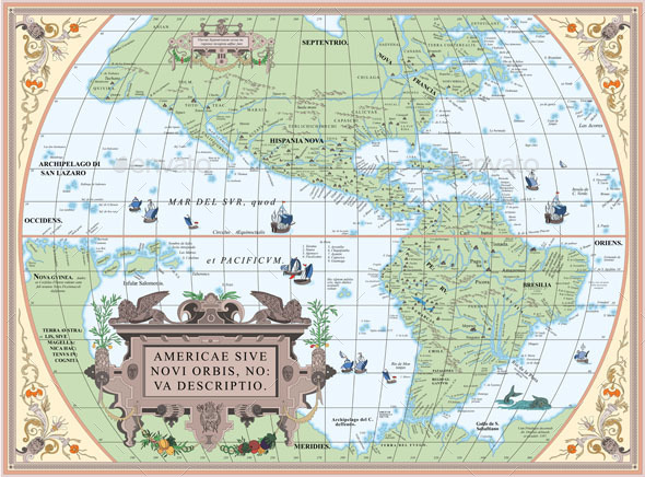GraphicRiver Vintage Old Map of South and North America 11209120 GraphicRiver Vintage Old Map of South and North America 11209120