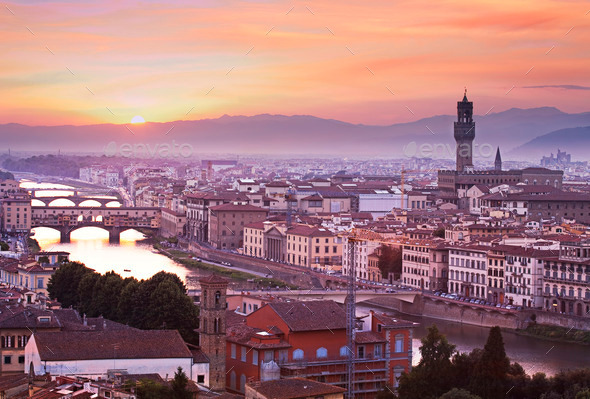 Florence skyline at sunset, Italy (Misc) Photo Download