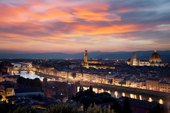 Florence cityscape at night (Misc) Photo Download