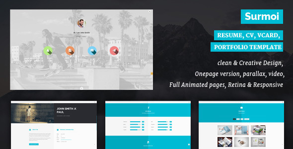 Surmoi - Resume, CV, vCard, Portfolio Template