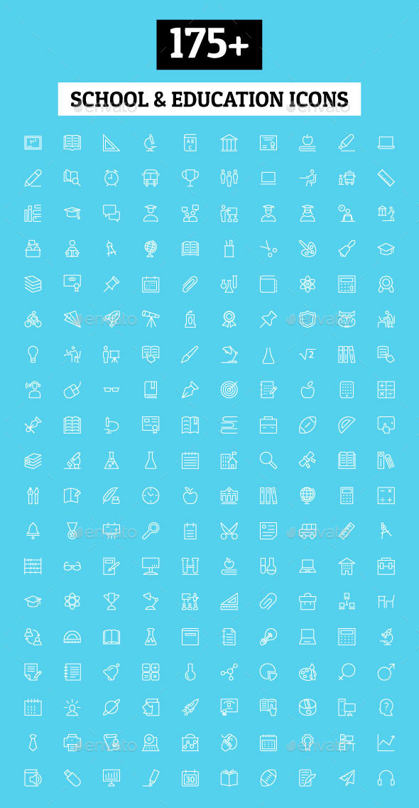 GraphicRiver 175& School and Education Icons 11212200 GraphicRiver 175& School and Education Icons 11212200