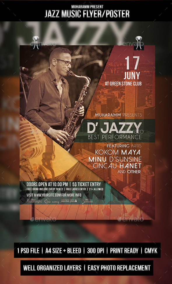 GraphicRiver Jazz Music Flyer Poster 11215265 GraphicRiver Jazz Music Flyer Poster 11215265