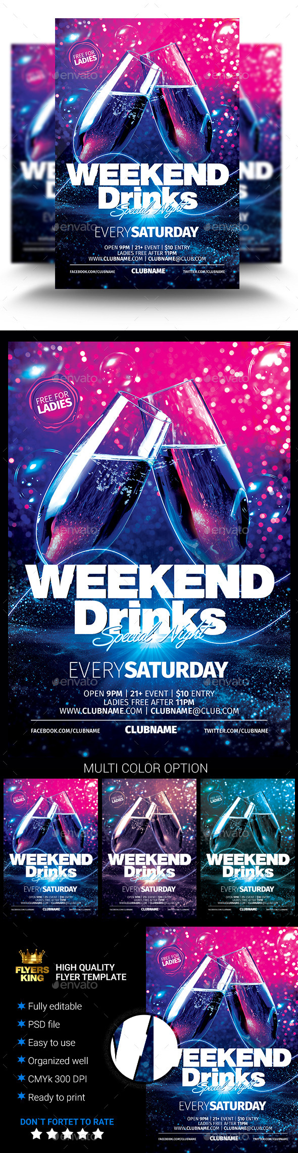 Weekend Drinks Party Flyer (Clubs & Parties)