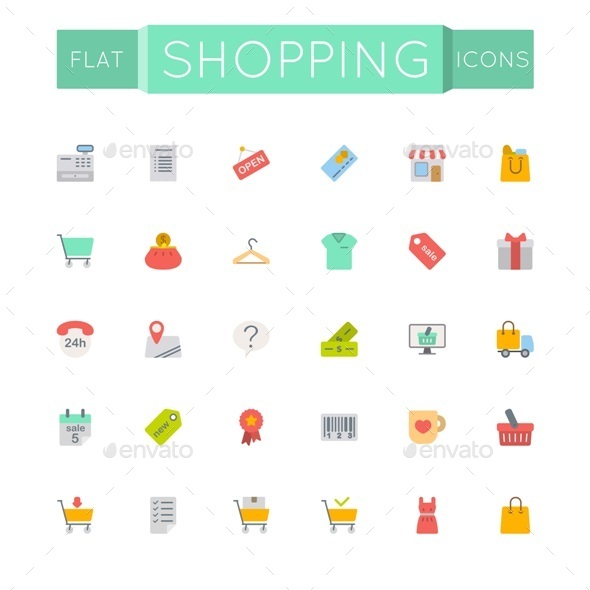 GraphicRiver Vector Flat Shopping Icons 11221664 GraphicRiver Vector Flat Shopping Icons 11221664