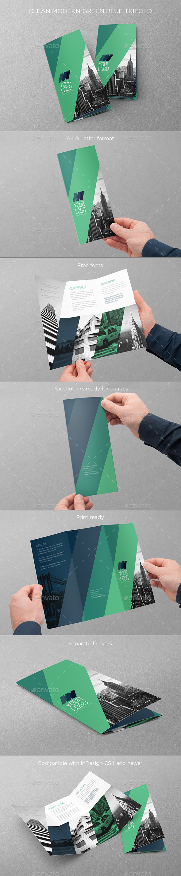 GraphicRiver Clean Modern Green Blue Trifold 11225278 GraphicRiver Clean Modern Green Blue Trifold 11225278