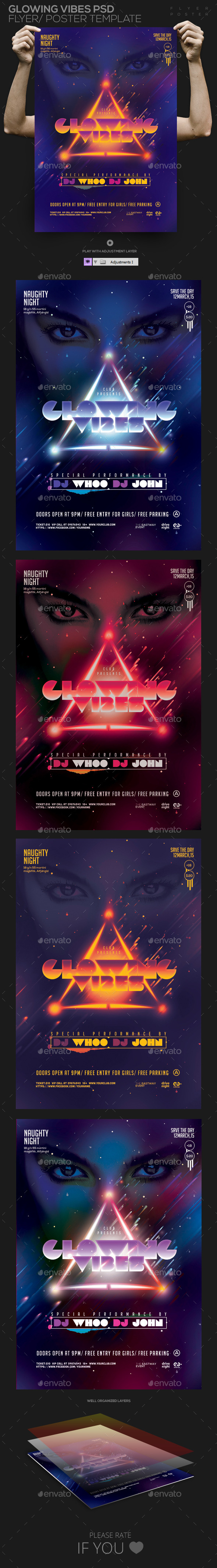 Glowing Vibes PSD Flyer/ Poster Template (Clubs & Parties)