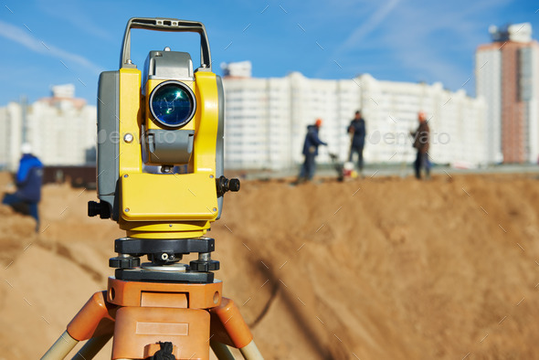 Surveyor equipment at construction site (Misc) Photo Download