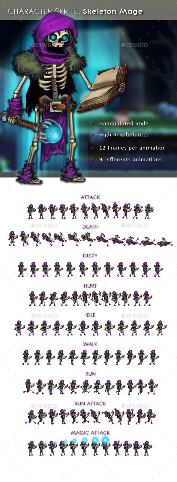 GraphicRiver Character Sprite Skeleton Mage 11227299 GraphicRiver Character Sprite Skeleton Mage 11227299