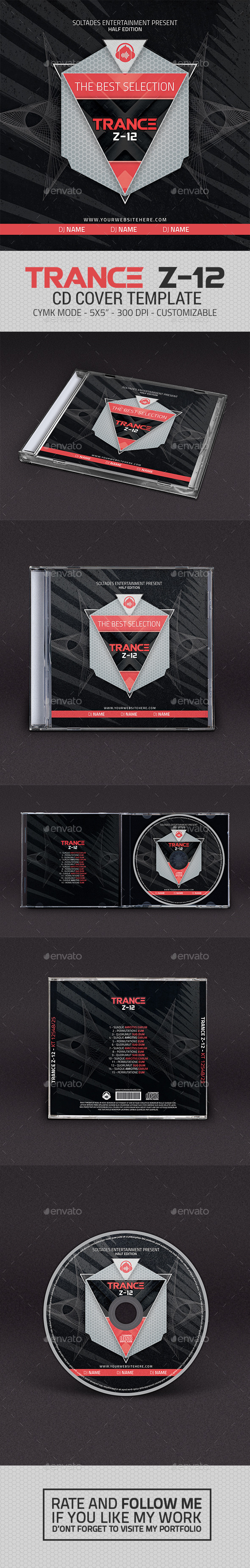 Trance Z-12 CD Cover Template (CD & DVD Artwork)