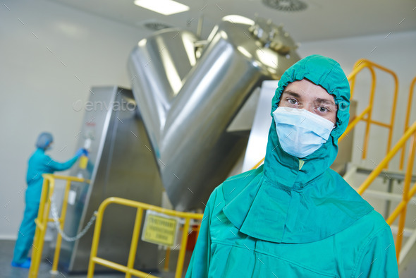pharmaceutical factory workers