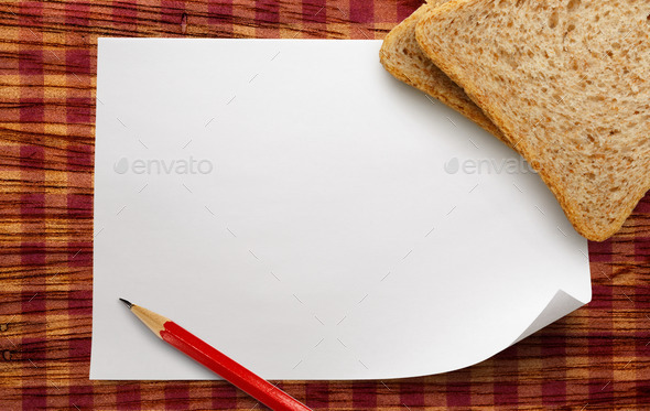 Blank paper with bread (Misc) Photo Download