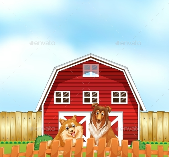 GraphicRiver Dogs and Barn 11230393 GraphicRiver Dogs and Barn 11230393