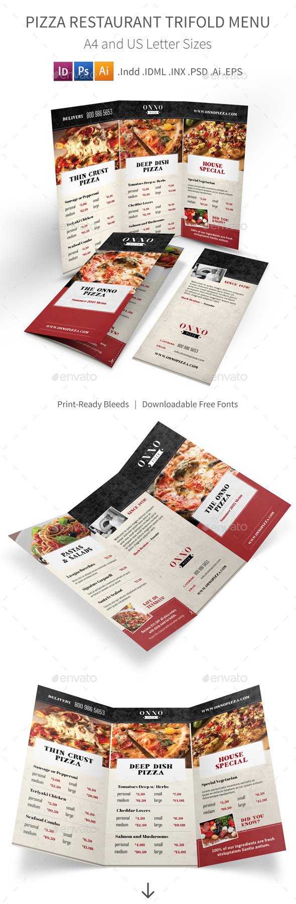 GraphicRiver Pizza Restaurant Trifold Menu 11238750 GraphicRiver Pizza Restaurant Trifold Menu 11238750