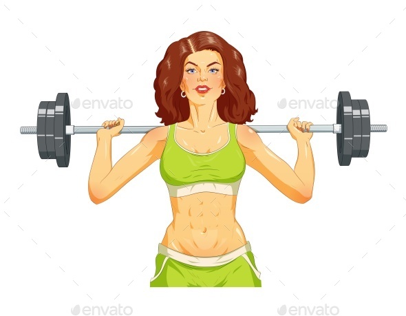 GraphicRiver Girl Doing Fitness Exercise with Barbell 11238799 GraphicRiver Girl Doing Fitness Exercise with Barbell 11238799